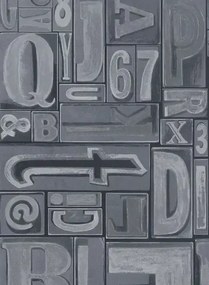 Ralph Lauren Carta da parati Copeley Letterpress - Zinc