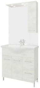 Mobile sottolavabo e lavabo con sifone Symoa legno bianco in truciolare L 85 x H 81.5 x P 50.5 cm 1 vasca, 2 ante 2 cassetti