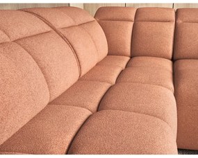 Divano angolare color salmone allungabile/con contenitore (con penisola a sinistra/a L) e rivestimento in bouclé Falconn – ELTAP