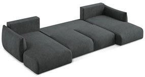 Divano angolare grigio scuro allungabile (a U) con rivestimento in ciniglia Leila – Makamii