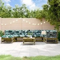 Set Divani da Giardino 8pz con Cuscini Legno Impregnato di Pino 3185884