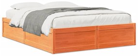 Letto Senza Materasso Marrone Cera 140x190 Cm İn Legno Di Pino /