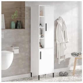 Armadio Da Bagno Multiuso 45x36x174 Con Ante E Vani Aria Bianca