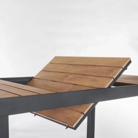 Tavolo Allungabile Per Esterno In Alluminio 90x140-200 Cm Con Doghe Di Legno Elias Antracite Bizzotto