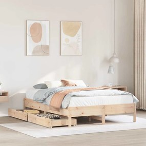 Letto Senza Materasso 140x200 Cm İn Legno Massello Di Pino /