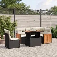 Set Divano da Giardino 6 pz con Cuscini Nero in Polyrattan 3273961