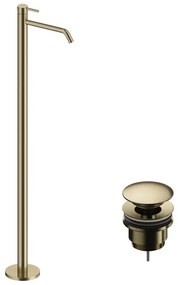 Rubinetto per lavabo a canna alta LOOP oro spazzolato in ottone SANYCCES