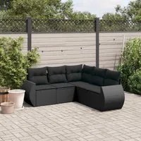 Set Divani da Giardino 5 pz con Cuscini in Polyrattan Nero 3221344