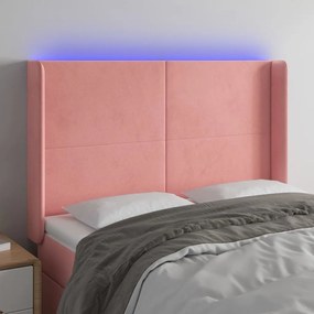 Testiera A Led Rosa 147x16x118/128 Cm İn Velluto /