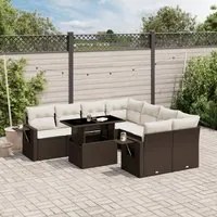 Set Divani da Giardino 9pz con Cuscini Marrone in Polyrattan 3267803