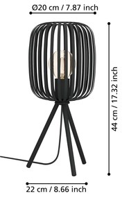 Lampada Da Tavolo Minimal Romazzina Acciaio Nero 1 Luce E27