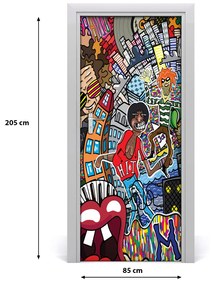 Sticker porta Collage musicale 85x205 cm