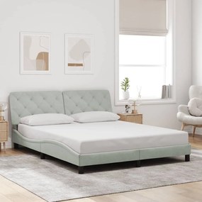 Giroletto Senza Materasso Grigio Chiaro 160x200 Cm Velluto /