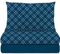 Completo letto singolo in cotone Scozzese blu