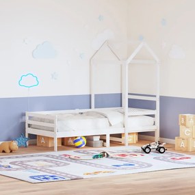 Tetto letto bambini bianco 98x70x176,5 cm legno massello pino