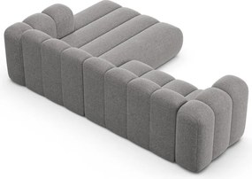 Divano angolare grigio (con penisola a destra/con chaise lounge) con rivestimento in ciniglia Lupine – Micadoni