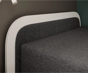 Letto singolo imbottito/in truciolato bianco/grigio scuro con contenitore e materasso inclusi 80x190 cm Parys – ELTAP