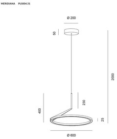 MERIDIANA sospensione 44W bianco dimmerabile