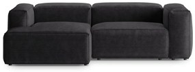 Divano angolare grigio scuro (con penisola a sinistra/con chaise lounge) con rivestimento in velluto a coste Bergamo – Cosmopolitan Design