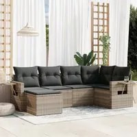 Set Divano da Giardino 6pz con Cuscini Grigio Chiaro Polyrattan 3252799