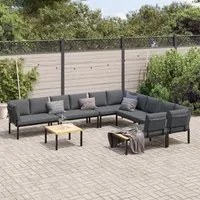 Set Divani da Giardino 7 pz con Cuscini in Alluminio Nero 3283689