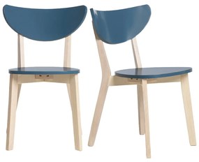 Sedie scandinave blu petrolio e legno chiaro (set di 2) LEENA