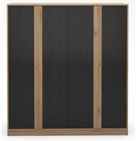 Armadio effetto rovere con decoro nero-naturale 180x197,5x53 cm Dennis - Marckeric