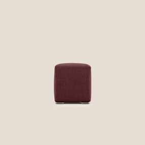 Cube pouf in morbido tessuto impermeabile ad intreccio melangiato T06 rosso