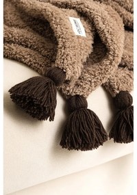 Copriletto marrone in micropush per letto matrimoniale 200x220 cm Pufffy - Mijolnir