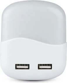 Luce notturna LED con sensore crepuscolare, 2xUSB, 0,45W, 230V, 4000K