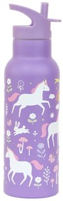 A Little Lovely Company - borraccia in acciaio inox, 500 ml - unicorni e arcobaleno