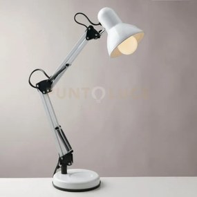 Lampada da lettura architetto bianca con base di appoggio e fissagg...