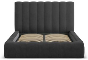 Letto matrimoniale imbottito antracite con spazio contenitivo e rete 180x200 cm Kelp - Micadoni Home