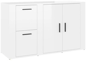 Credenza bianco lucido 100x33x59,5 cm in legno multistrato