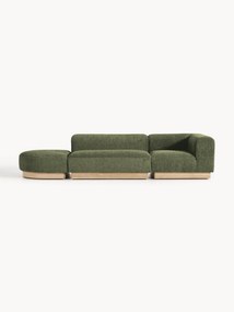 Chaise lounge componibile in teddy bouclé con poggiapiedi (sinistra/destra) Natalie