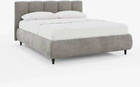 ARKAM letto imbottito con vano contenitore e testiera a lavorazione verticale - design shabby chic in tessuto certificato Oeko-Tex®
