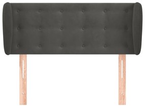 Testiera ad orecchio grigio scuro 103x23x78/88 cm in velluto