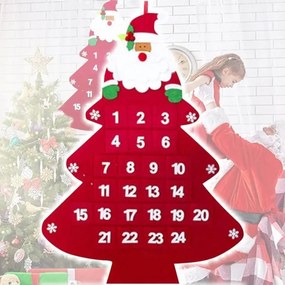 Trade Shop - Calendario Avvento Albero Di Natale Con Tasche In Feltro Decorazioni Natalizie