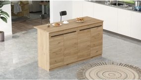 Isola Centrale Cucina 160 Cm Con Ante E Ripiani Dorian Rovere Effetto Legno