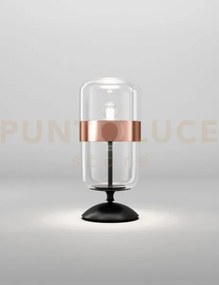 Futura lampada da tavolo m cristallo rame montatura nero opaco 1 lu...