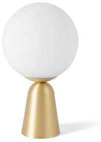 Lampada 20 cm da tavolo in vetro soffiato bianco latte con montatura in ottone spazzolato Lunar Miloox