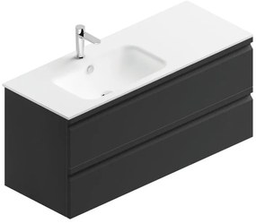Mobile sottolavabo e lavabo Pull per vasca centrale grigio grafite opaco in mdf L 120 x H 56 x P 46 cm 2 cassetti