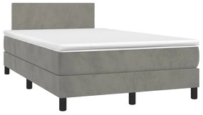 Letto a Molle Materasso e LED Grigio Chiaro 120x190 cm Velluto