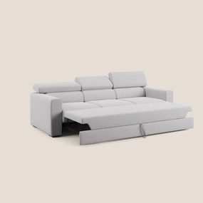 Dylan divano a 3 sedute con pouf estraibile poggiapiedi in tessuto fiammato simil cotone impermeabile T19 grigio