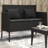 Panca da Giardino con Cuscini Nera in Polyrattancod mxl 112893