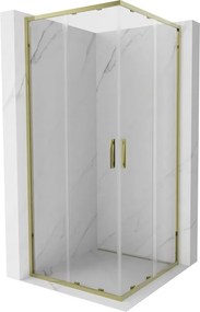 Mexen Exo cabina doccia quadrata scorrevole 100 x 100 cm, trasparente, oro - 8111-100-100-50-00