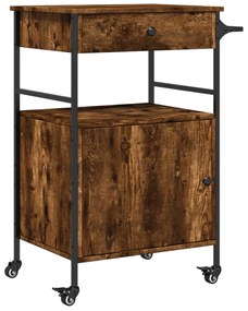 Carrello da cucina rovere fumo 56x43x89,5 cm legno multistrato