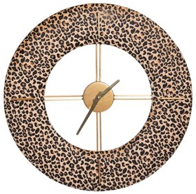 Orologio da Parete 48 x 3,5 x 48 cm Tessuto Sintetico Metallo Leopardo
