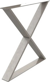 Gamba per mobili STEELMI Cross a X in acciaio argentato lucido L 78 x P 8 x H 71 cm