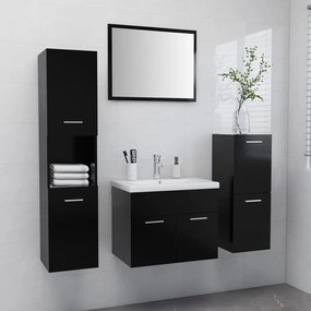 Set Mobili Da Bagno Nero İn Truciolato /